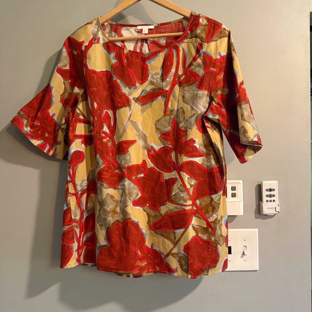 COS Womens Tunic Top US 8 Floral Print 3/4 Sleeve‎ Casual Cotton Blend Abstract